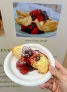 Warm Cheese Strudel with berry compote