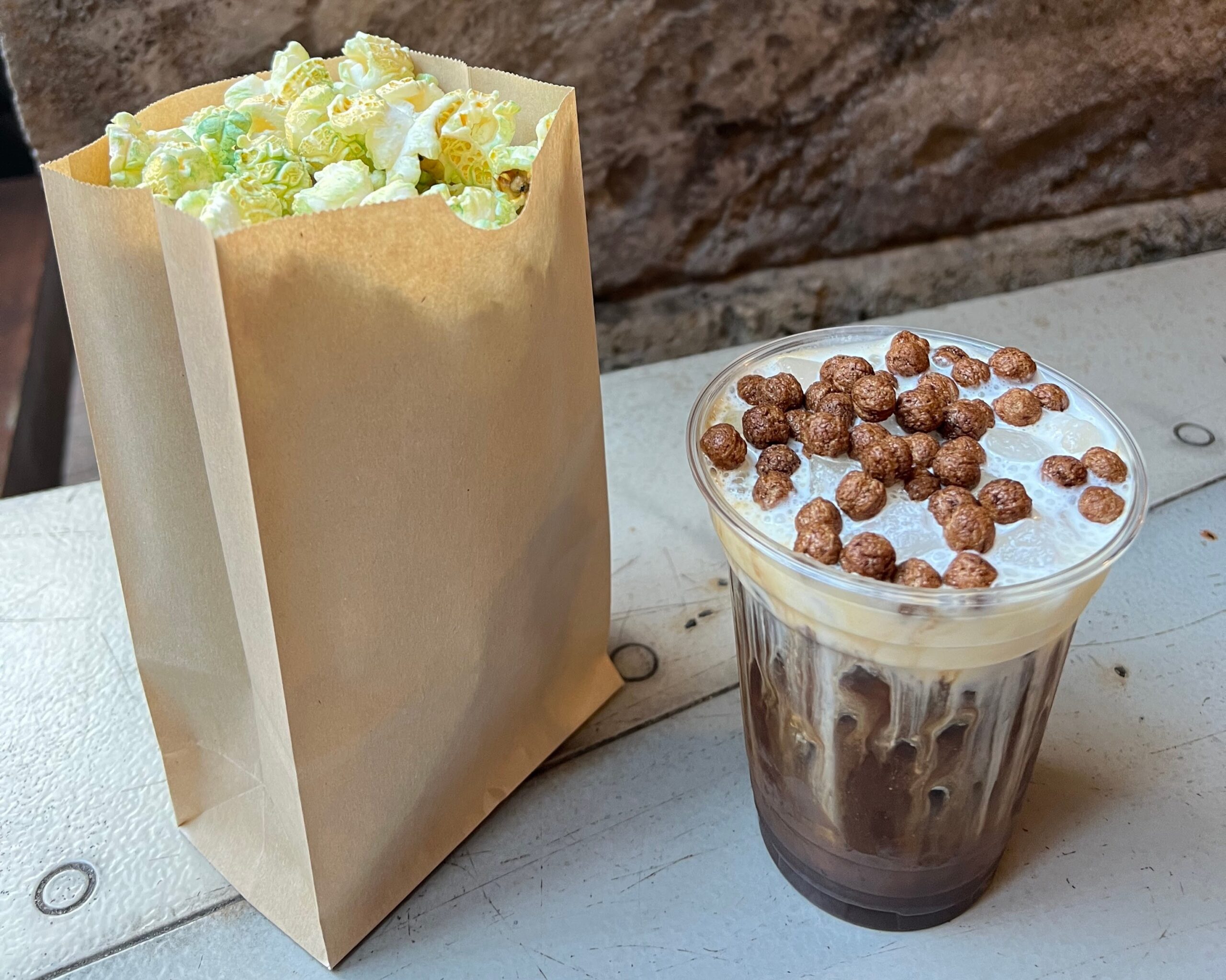 themed popcorn and coffee drink from star wars galaxy's edge at hollywood studios