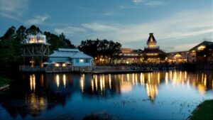 a wideshot of port orleans resort riverside