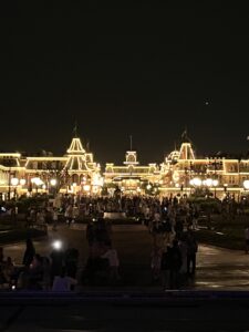 main street u.s.a. lit up at night