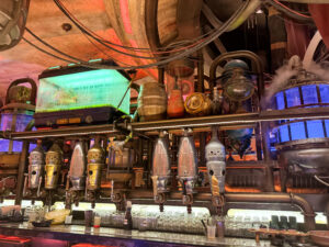 the custom draft taps at oga's cantina in Star Wars: Galaxy's Edge at Disneyland Park